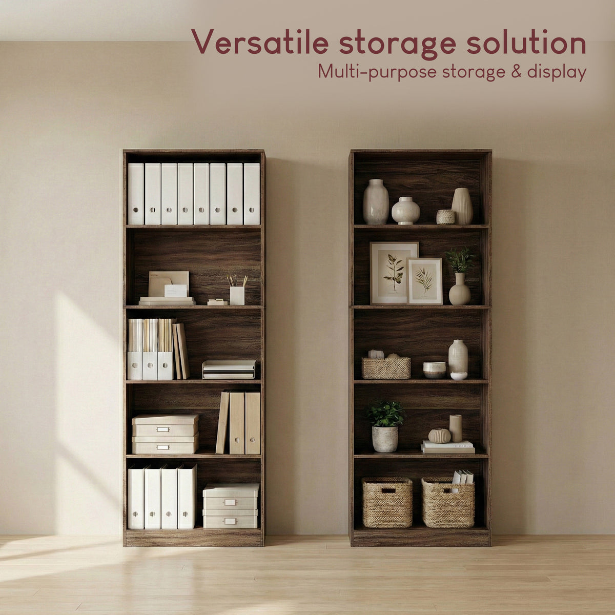 Cambridge 5-Tier Extra Large Bookcase - Walnut