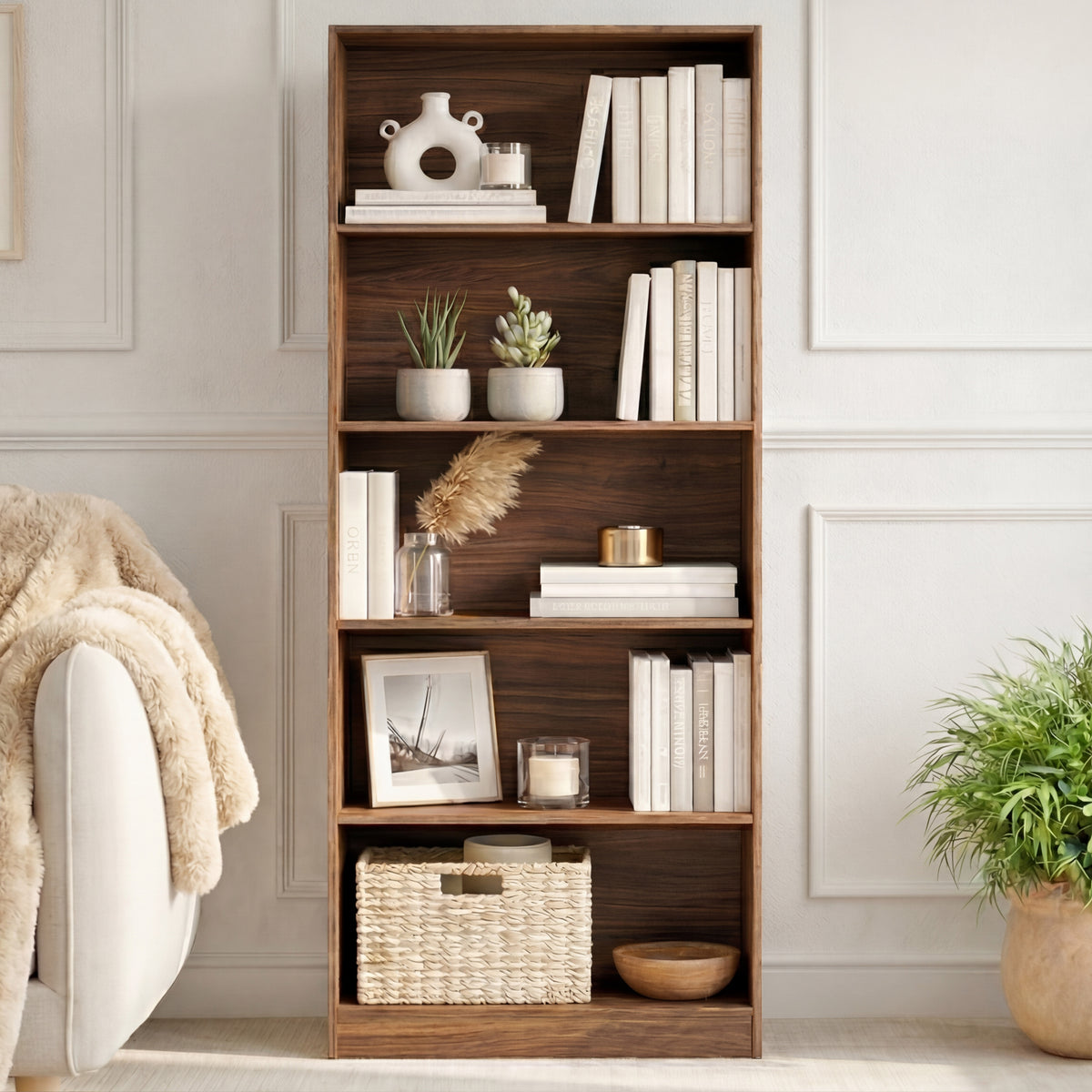 Cambridge 5-Tier Extra Large Bookcase - Walnut