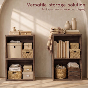 Oxford 2-Tier Cube Bookcase - Walnut