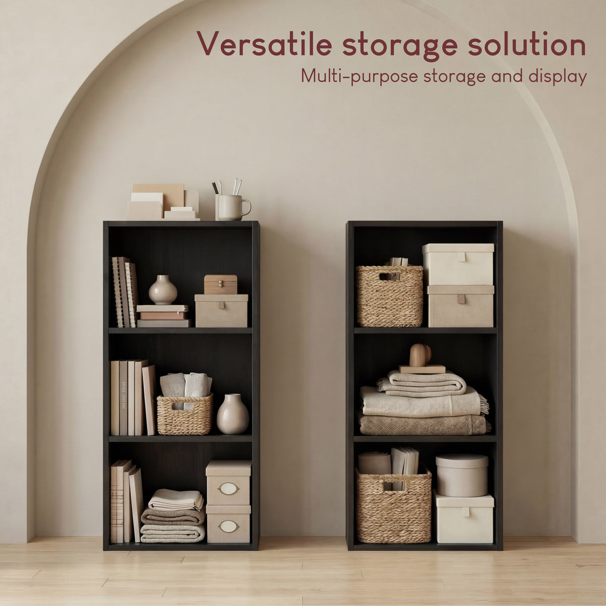 Oxford 3-Tier Cube Bookcase - Black