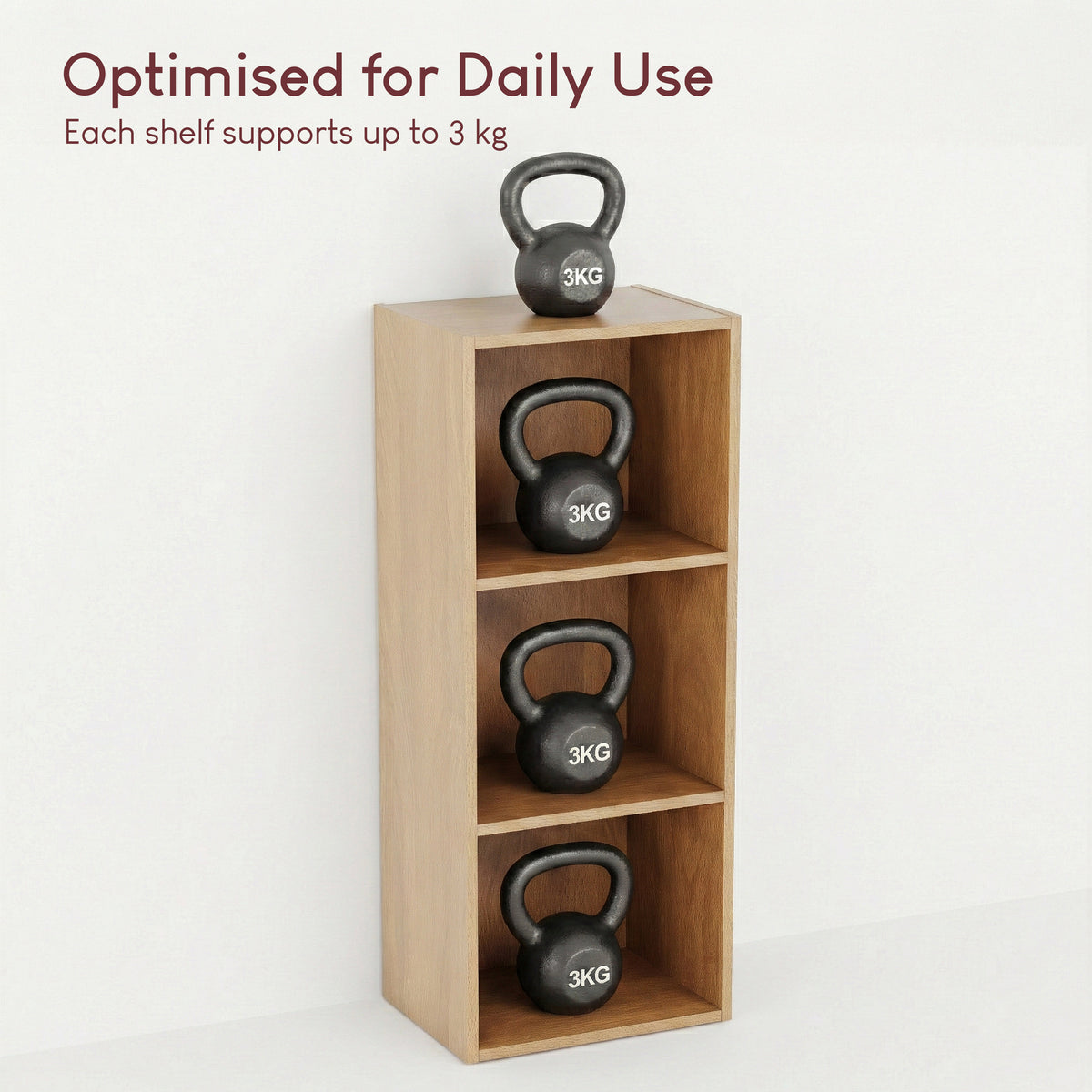 Oxford 3-Tier Cube Bookcase - Oak
