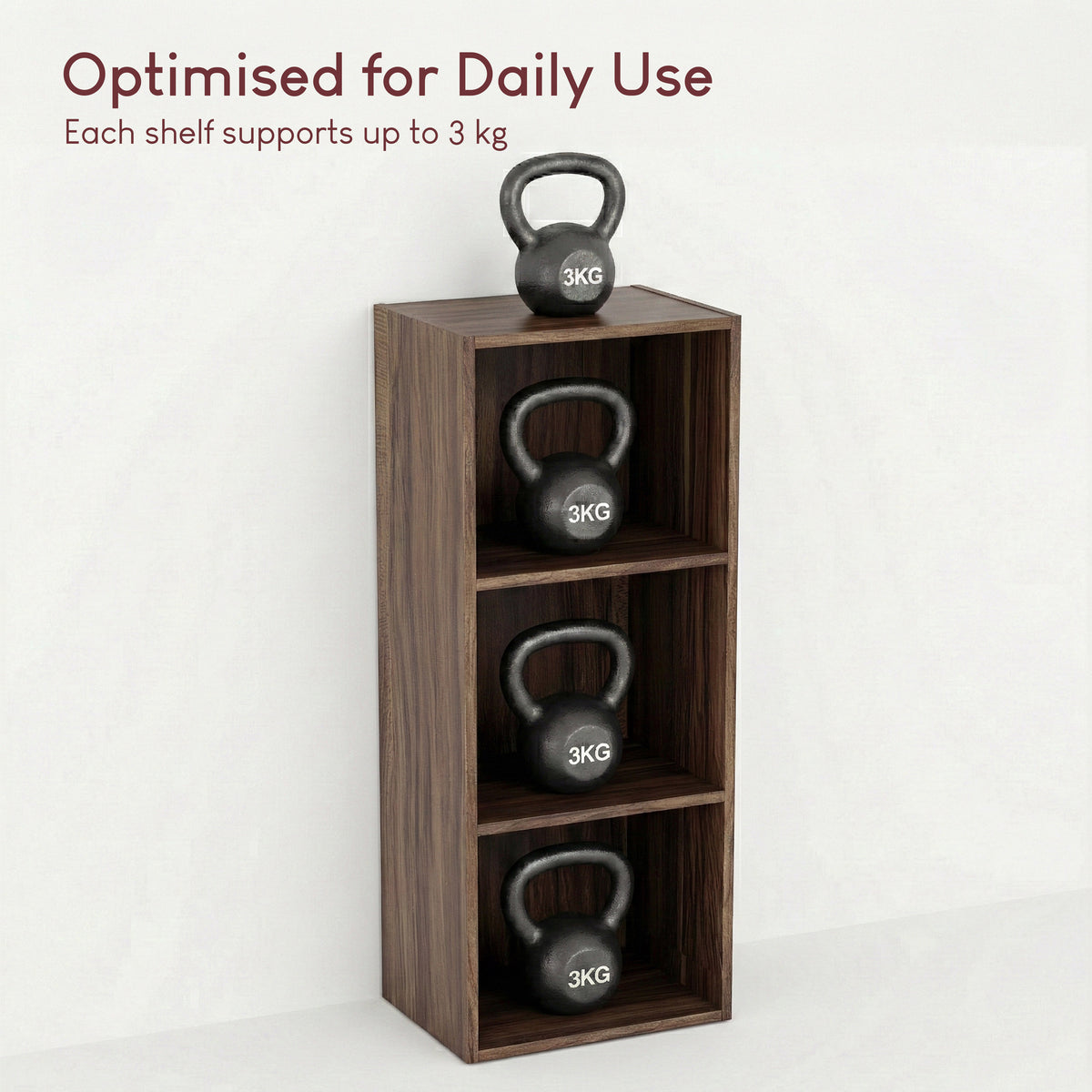 Oxford 3-Tier Cube Bookcase - Walnut