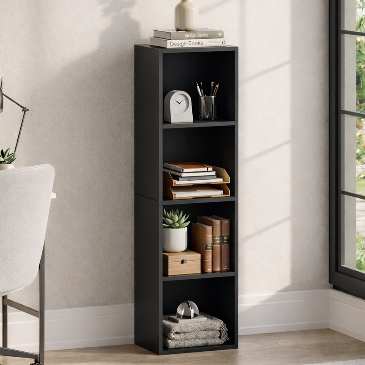 Oxford 4-Tier Cube Bookcase - Black