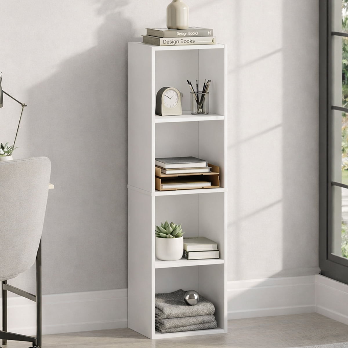 Oxford 4-Tier Cube Bookcase - White