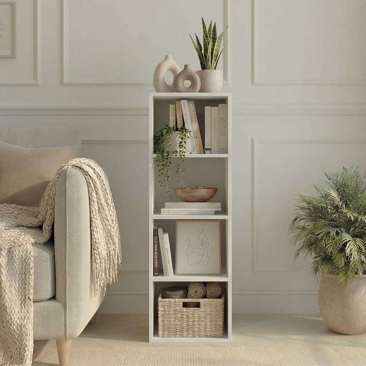 Oxford 4-Tier Cube Bookcase - White
