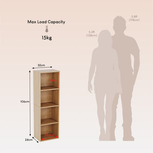 Oxford 4-Tier Cube Bookcase - Oak