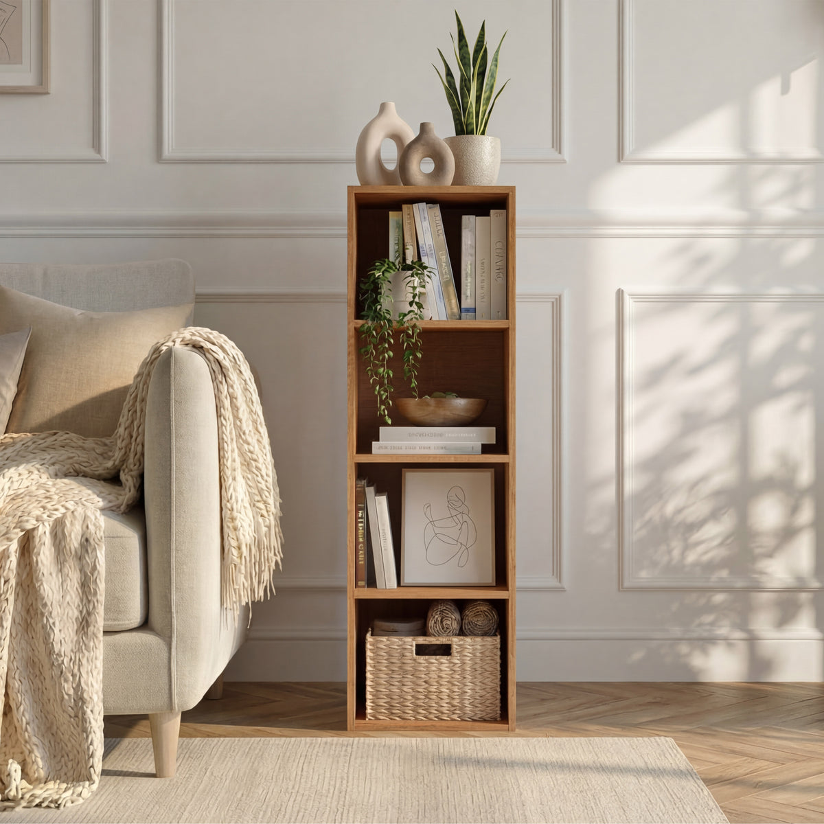 Oxford 4-Tier Cube Bookcase - Oak