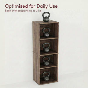 Oxford 4-Tier Cube Bookcase - Walnut