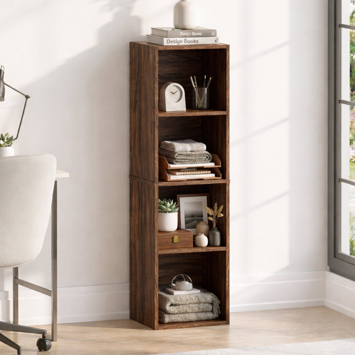 Oxford 4-Tier Cube Bookcase - Walnut