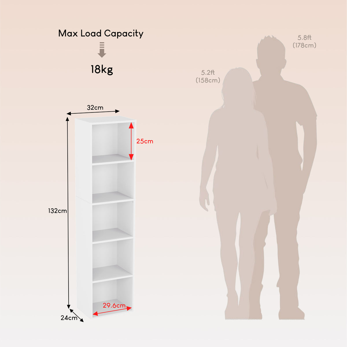Oxford 5-Tier Cube Bookcase - White