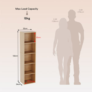 Oxford 5-Tier Cube Bookcase - Oak