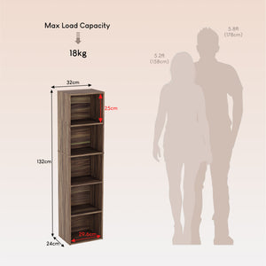 Oxford 5-Tier Cube Bookcase - Walnut