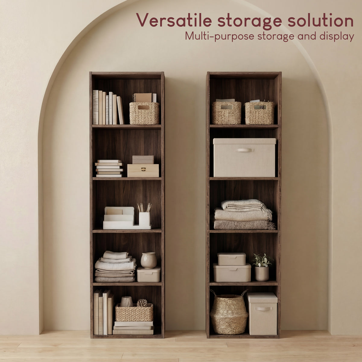 Oxford 5-Tier Cube Bookcase - Walnut