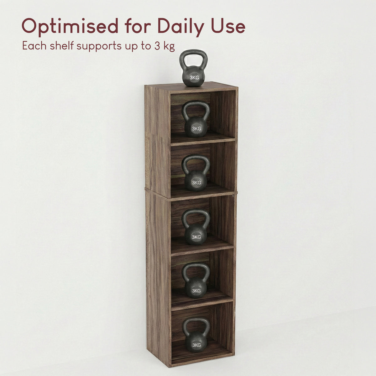 Oxford 5-Tier Cube Bookcase - Walnut
