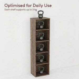 Oxford 5-Tier Cube Bookcase - Walnut