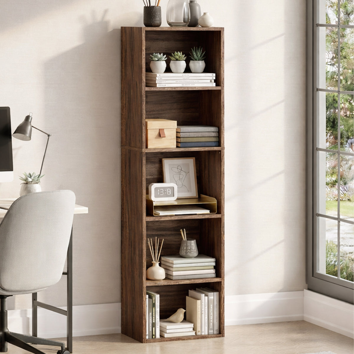 Oxford 5-Tier Cube Bookcase - Walnut