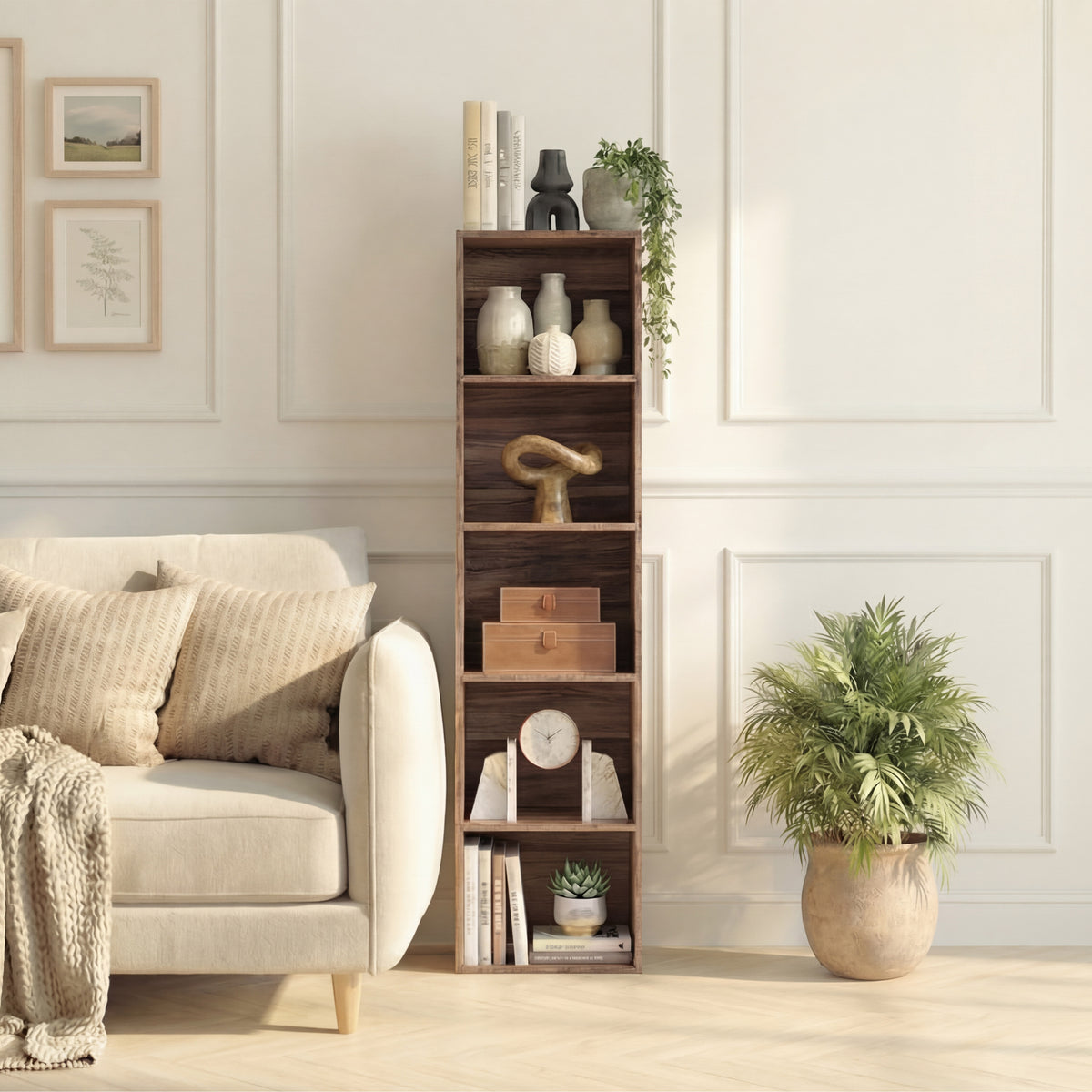 Oxford 5-Tier Cube Bookcase - Walnut