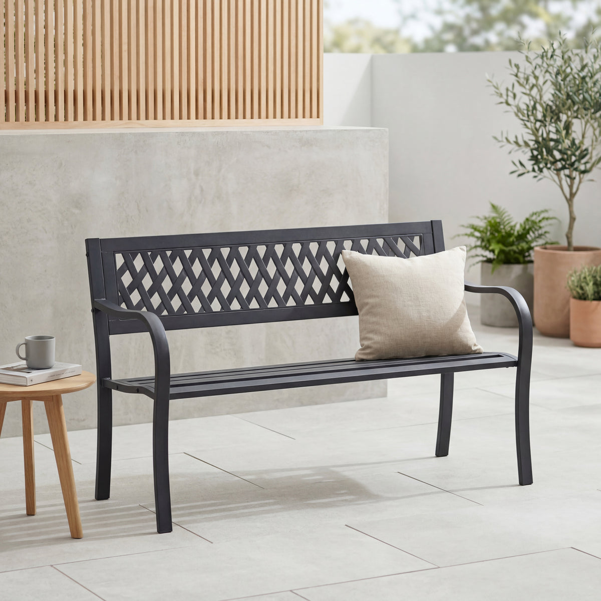Steel Garden Bench - Lattice