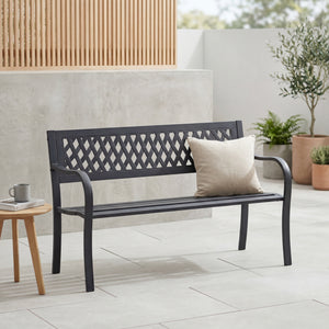 Steel Garden Bench - Lattice