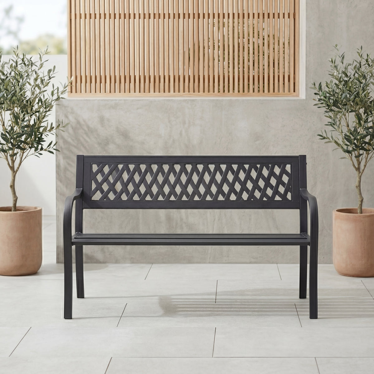 Steel Garden Bench - Lattice