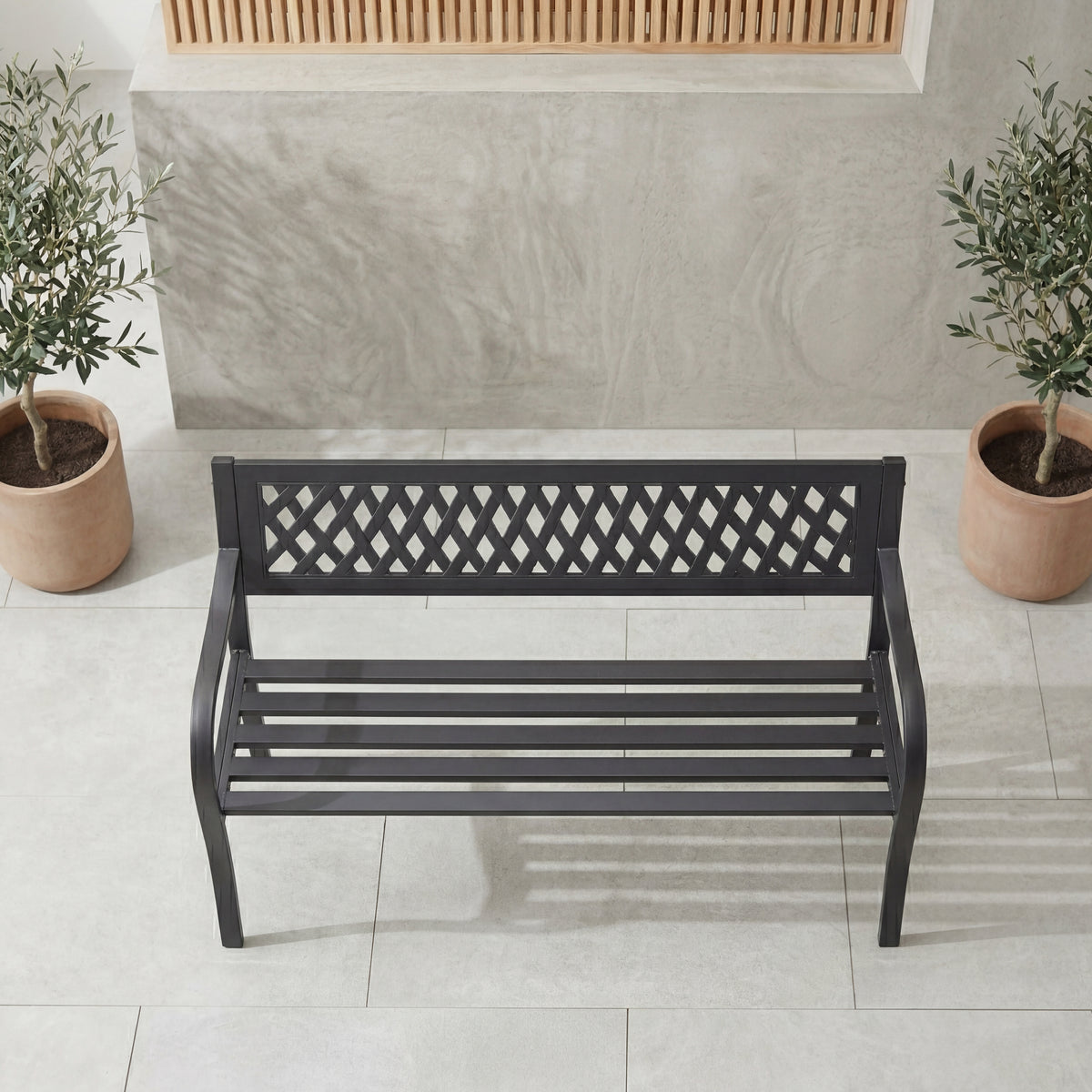 Steel Garden Bench - Lattice
