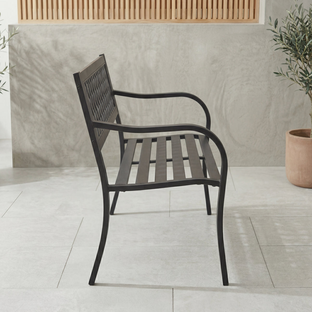 Steel Garden Bench - Lattice