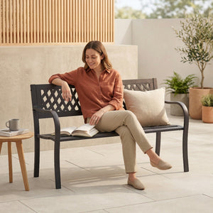 Steel Garden Bench - Lattice