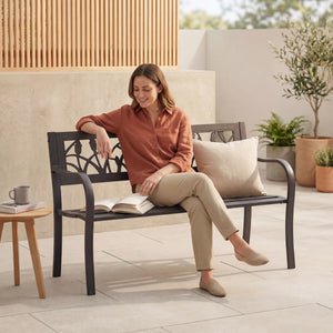 Steel Garden Bench - Tulip