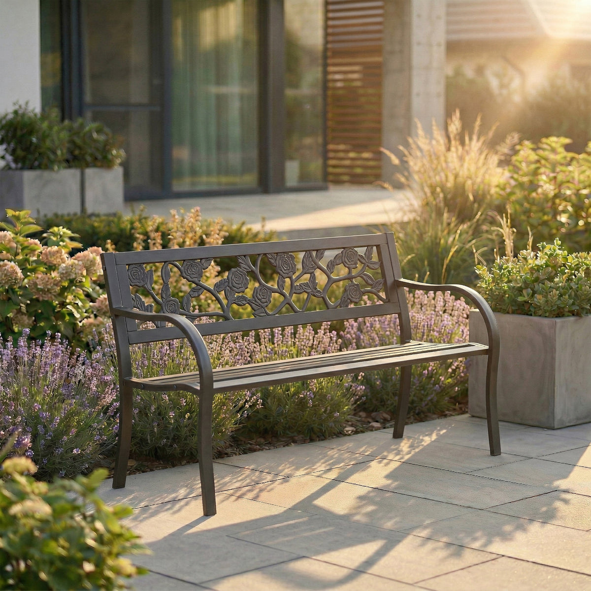 Steel Garden Bench - Rose