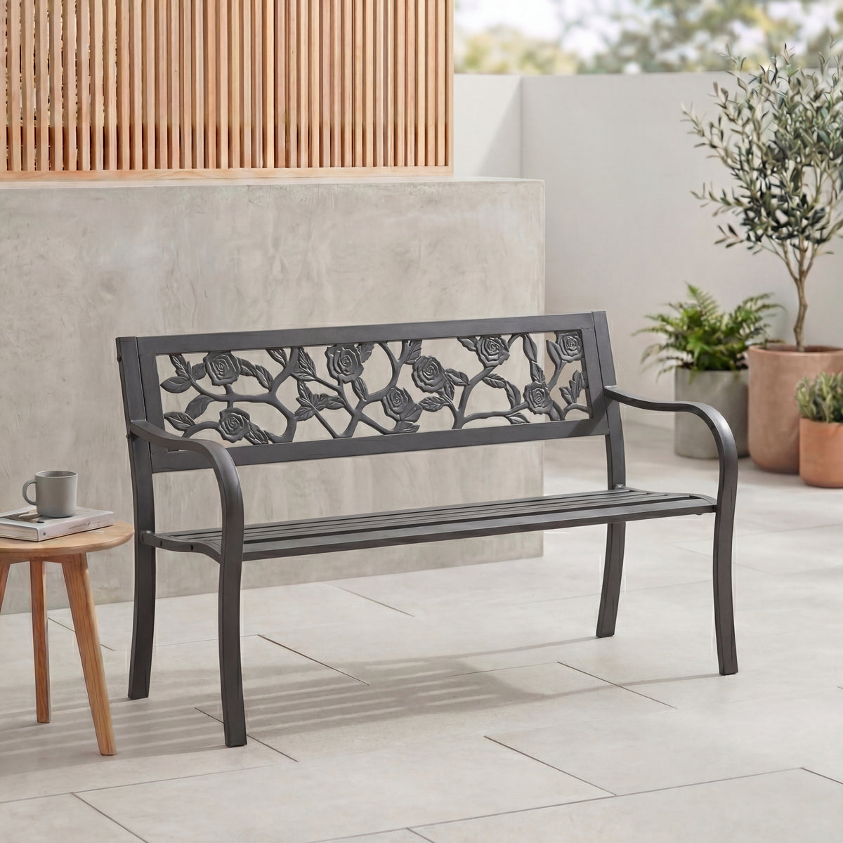 Steel Garden Bench - Rose