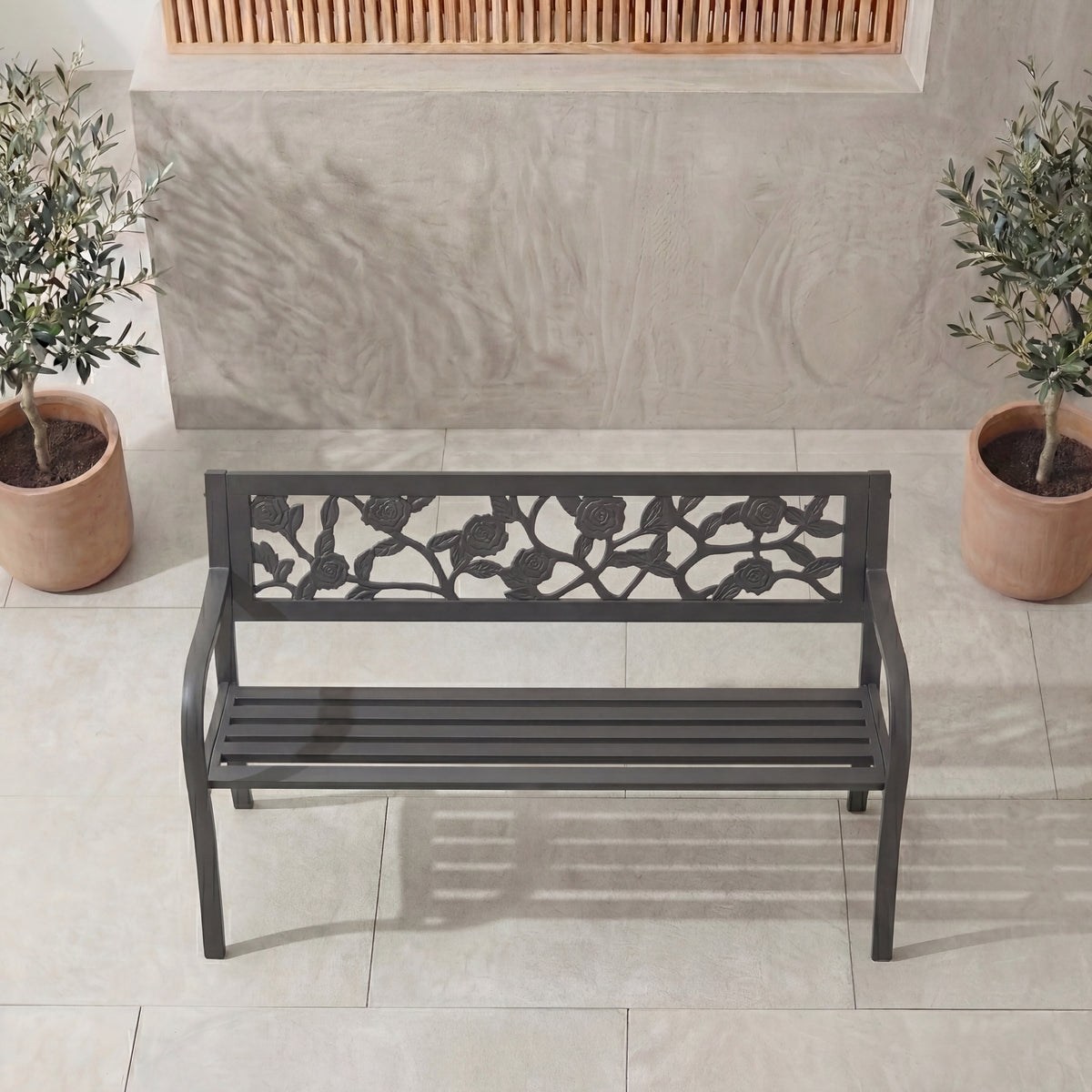 Steel Garden Bench - Rose