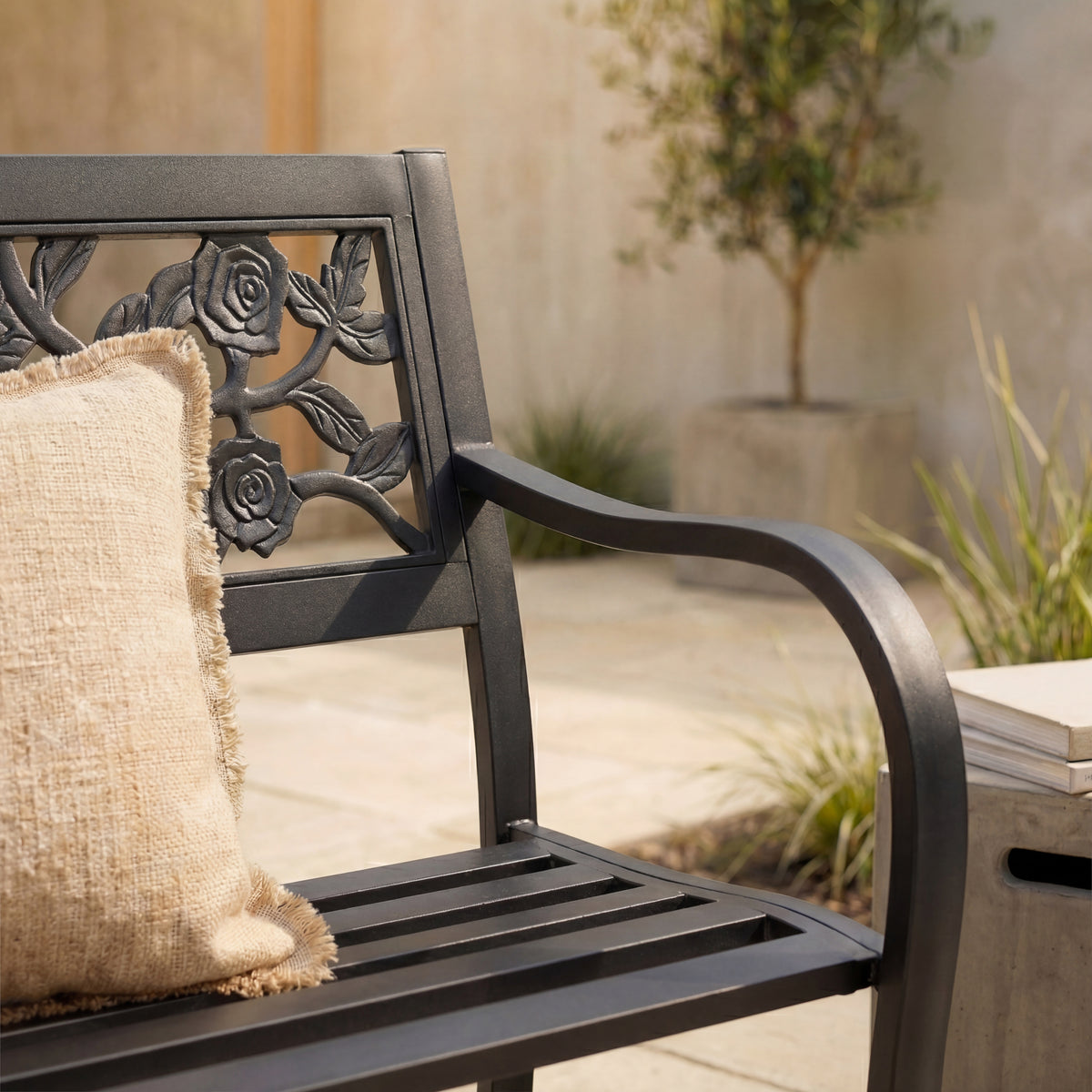 Steel Garden Bench - Rose