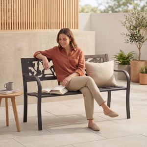 Steel Garden Bench - Rose