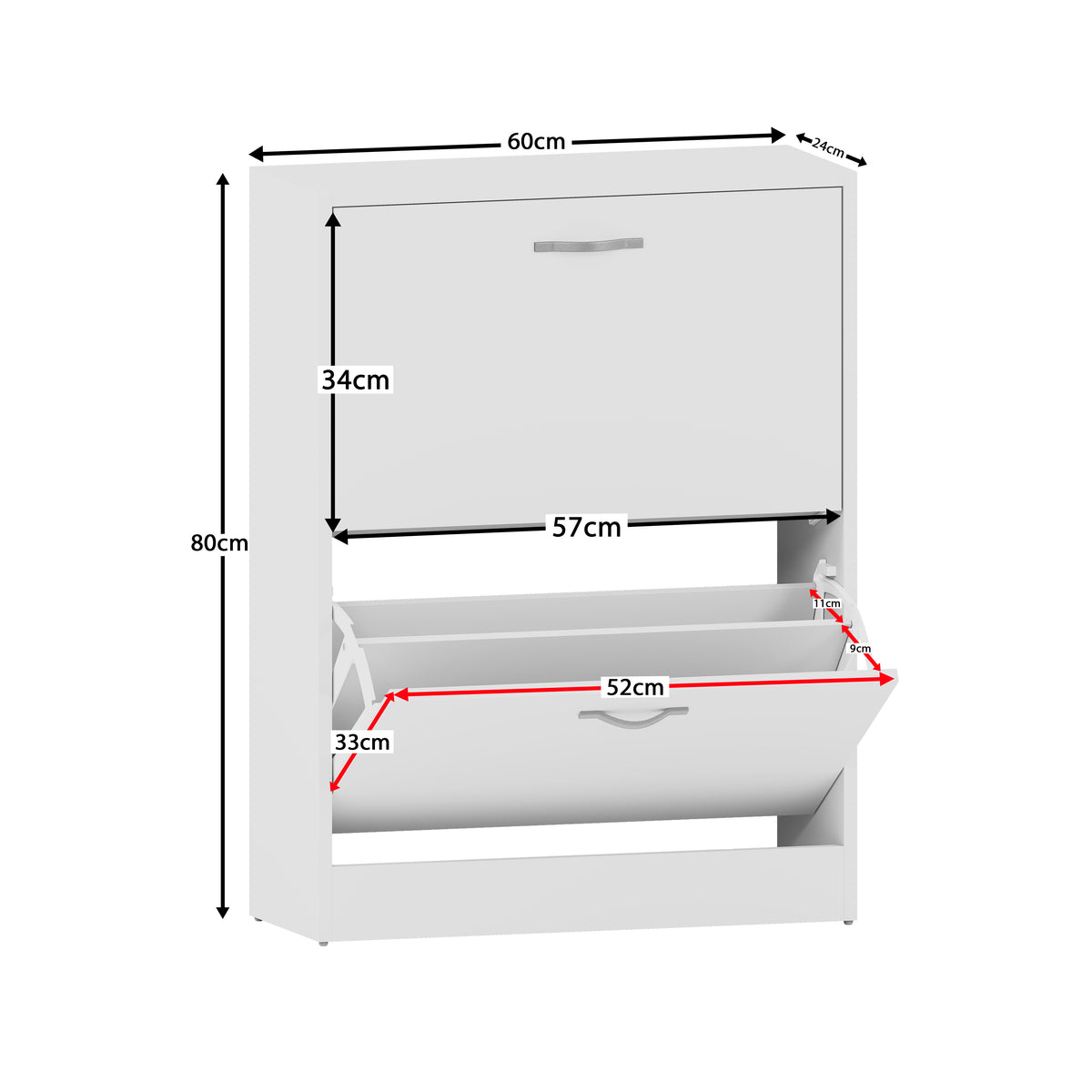 2-Drawer Shoe Cabinet, White