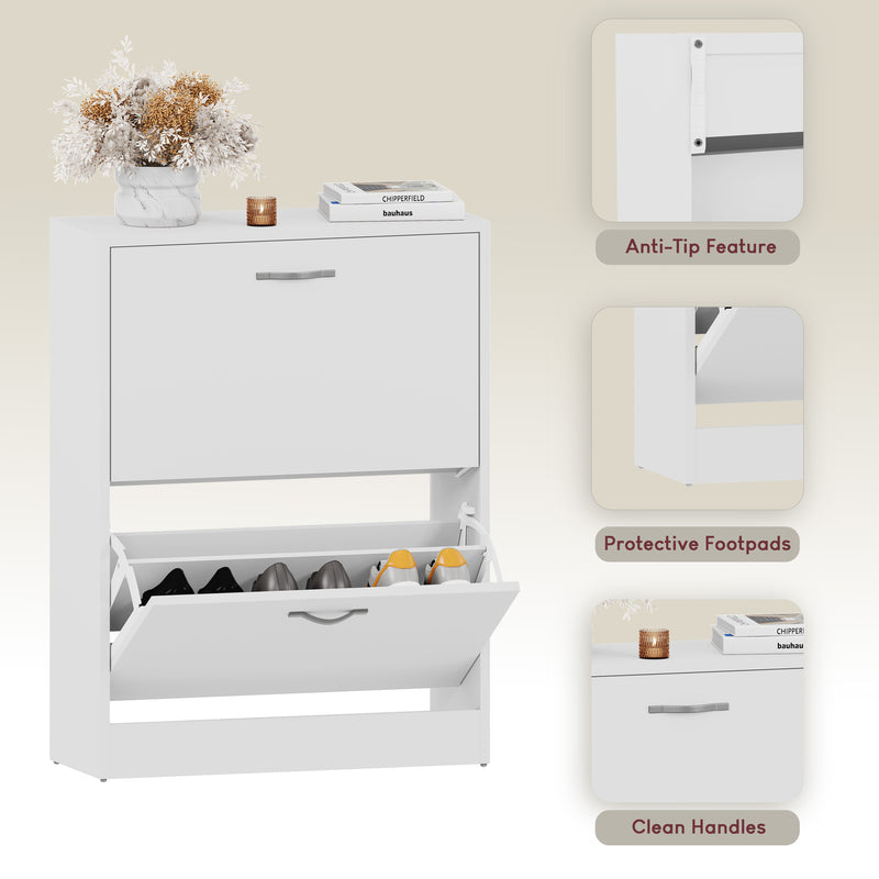 2-Drawer Shoe Cabinet, White