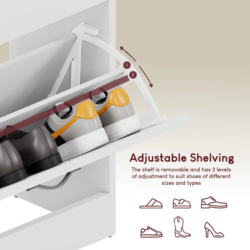 2-Drawer Shoe Cabinet, White