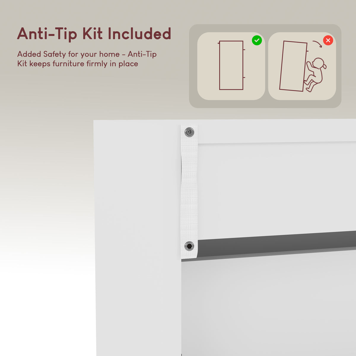 2-Drawer Shoe Cabinet, White