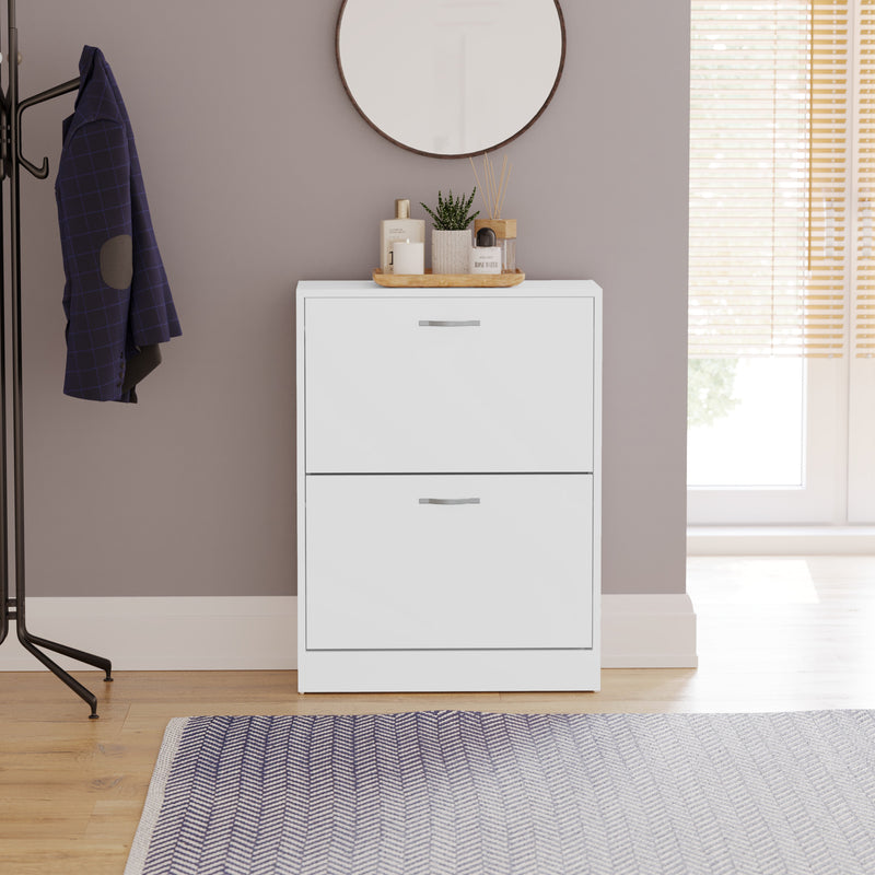 2-Drawer Shoe Cabinet, White