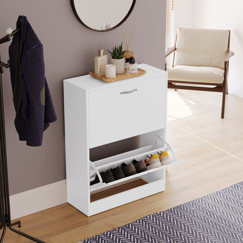 2-Drawer Shoe Cabinet, White