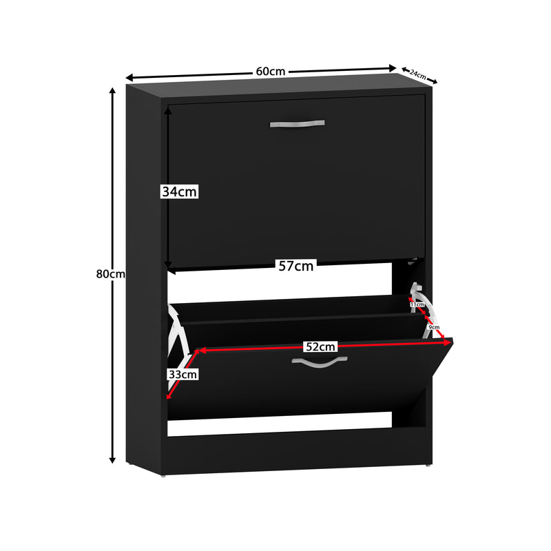 2-Drawer Shoe Cabinet, Black