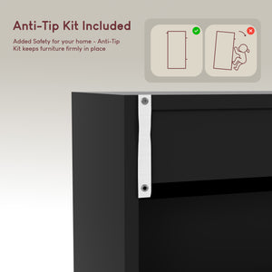 2-Drawer Shoe Cabinet, Black