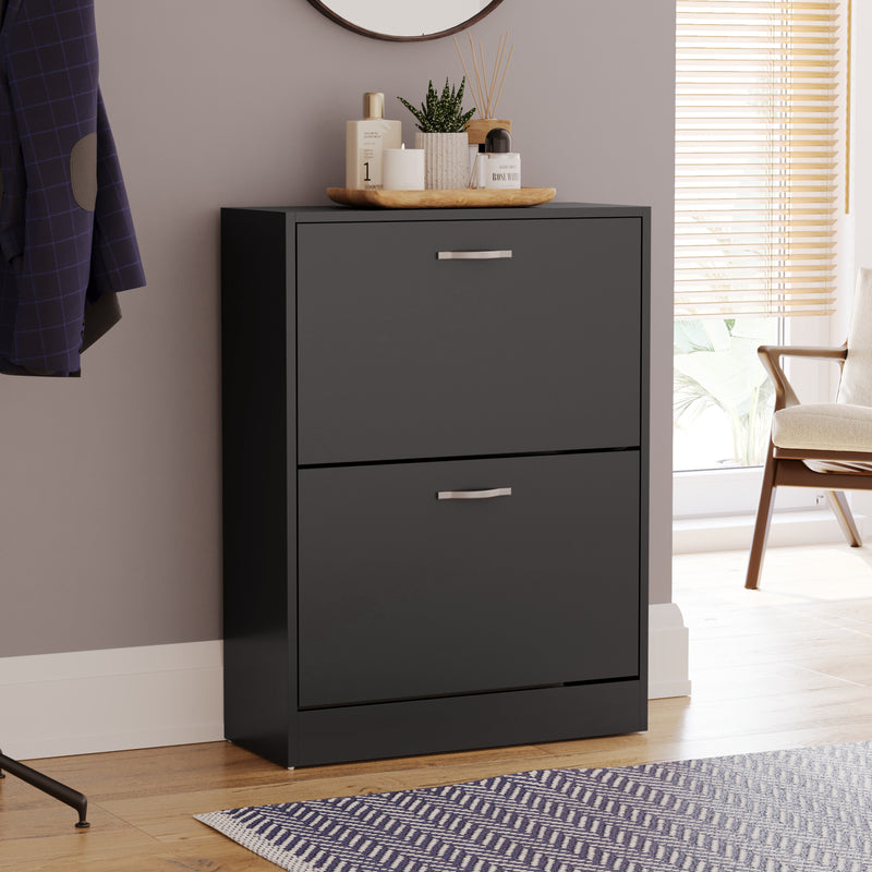 2-Drawer Shoe Cabinet, Black
