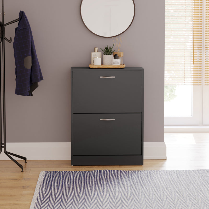 2-Drawer Shoe Cabinet, Black