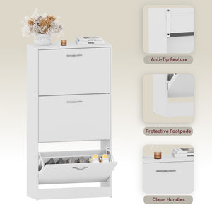 3-Drawer Shoe Cabinet, White