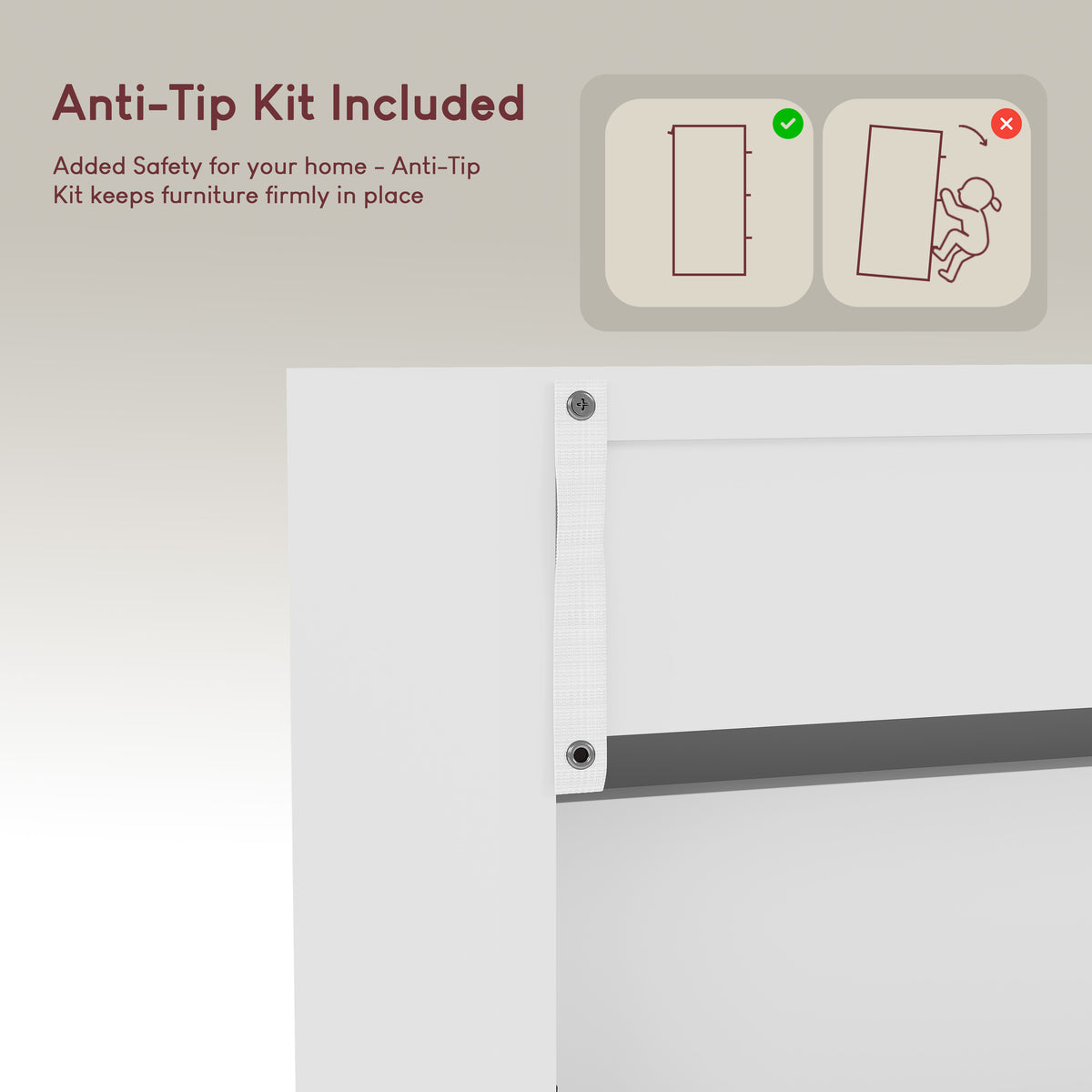 3-Drawer Shoe Cabinet, White