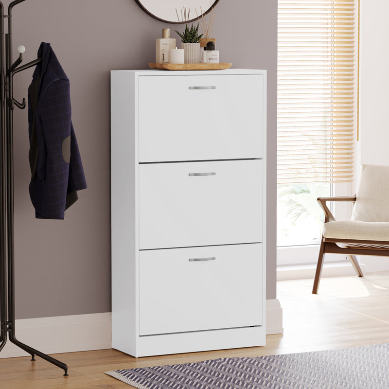 3-Drawer Shoe Cabinet, White