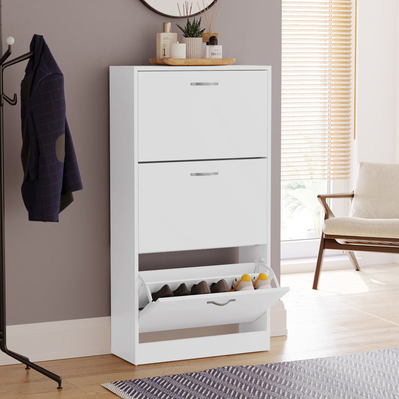 3-Drawer Shoe Cabinet, White