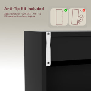 3-Drawer Shoe Cabinet, Black