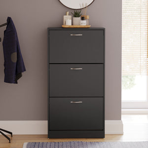 3-Drawer Shoe Cabinet, Black
