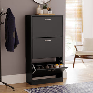 3-Drawer Shoe Cabinet, Black